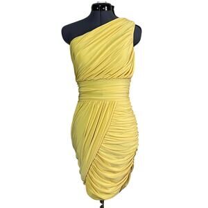y2k vintage 2000's yellow bodycon mini dress mcbling | size S